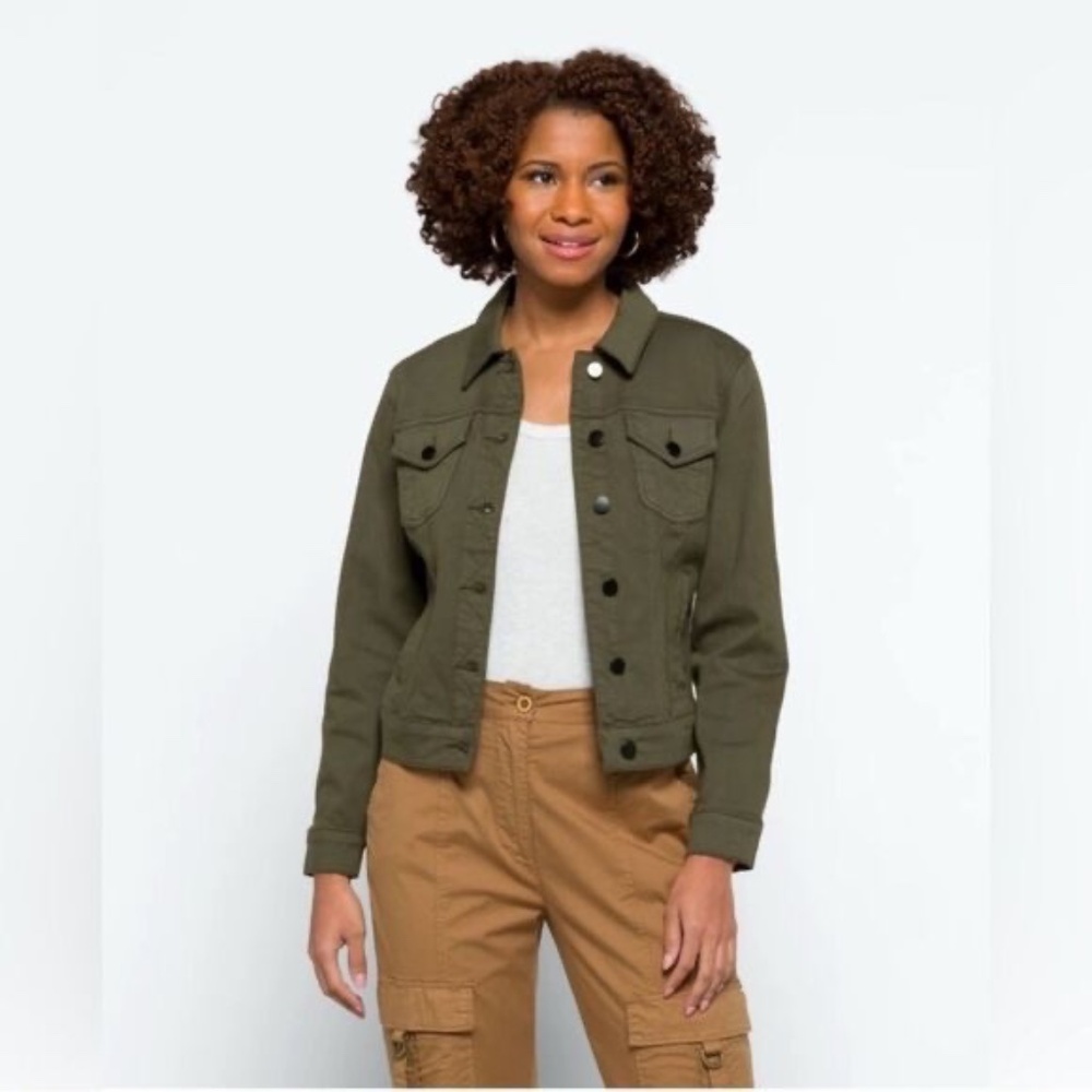 Prosperity Jolene Olive Green Stretch Denim Jacket Sz S